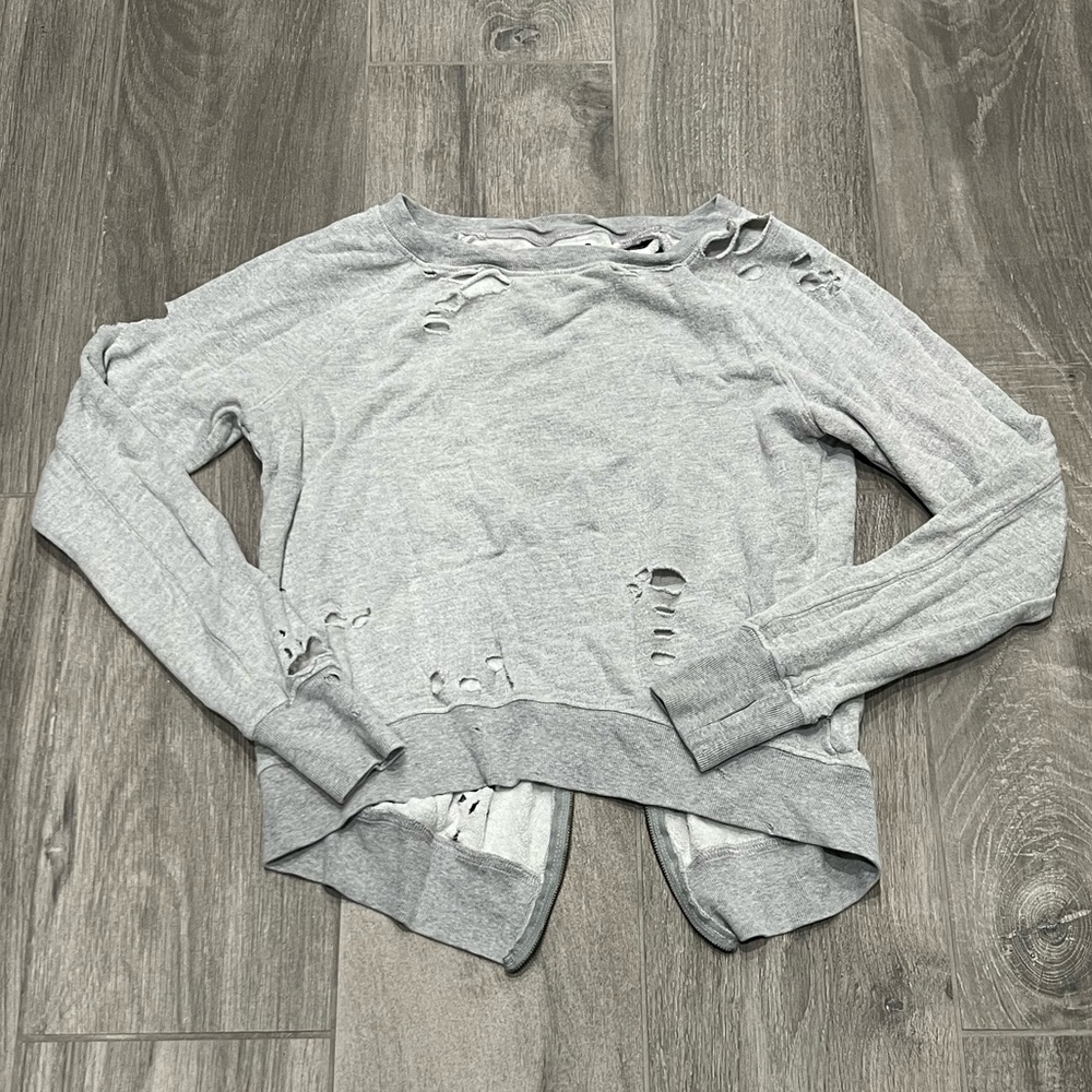 Pam & Gela gray deconstructed sweatshirt- P ( XS)